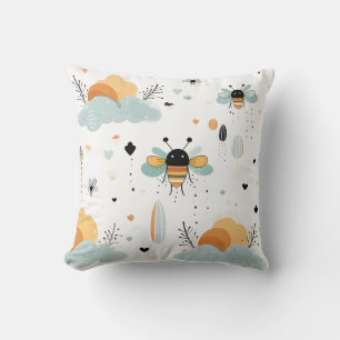 Almohada caprichosa de abeja y nube para niños
