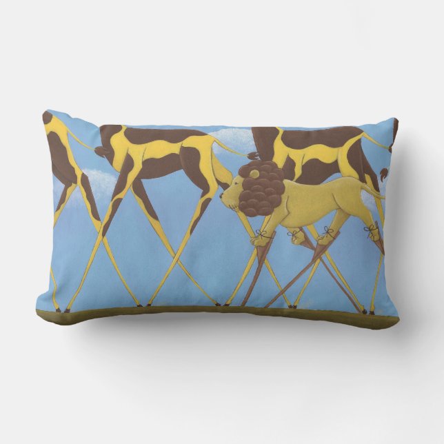 Almohada caprichosa de la jirafa y del león (Anverso)