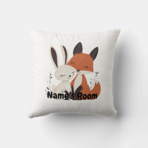 Almohada caprichosa de zorro y liebre para decorac