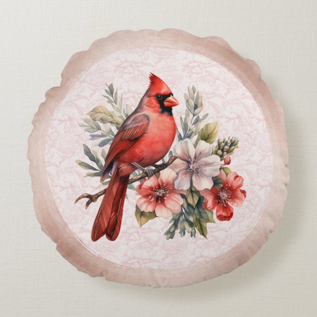 Almohada Cardenal Color Rubor Redondo (Anverso)
