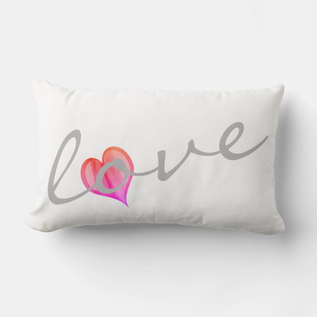 almohada cardíaca con amor al texto rosa y blanco (Anverso)