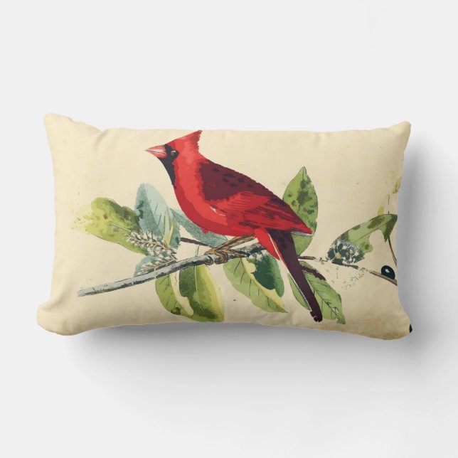 Almohada cardinal de la decoración del pájaro (Anverso)