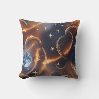 Almohada Celestial de Luna Naranja Fuego