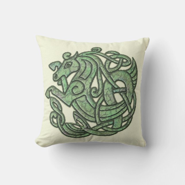 Almohada céltica verde de Mojo del caballo (Anverso)