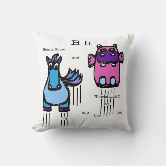 almohada "ch" (gato de pollo/hipopótamo de caballo (Anverso)