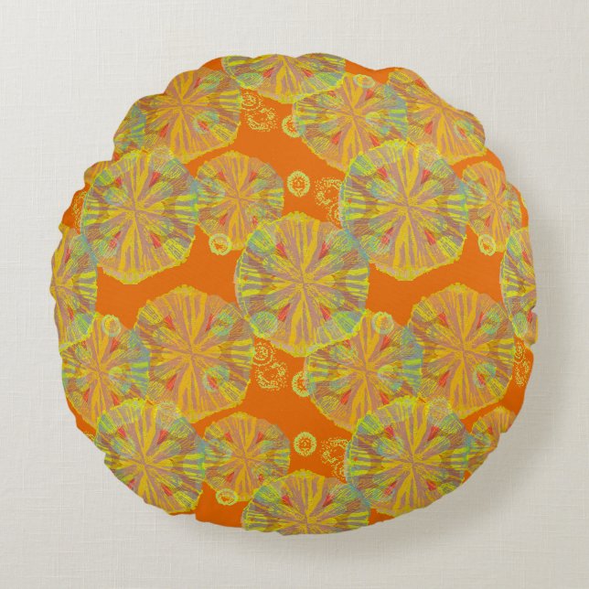 Almohada circular de cojín naranja para cóctel (Anverso)