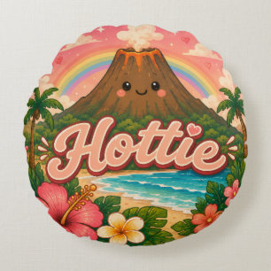 Almohada circular kawaii de Hawaii linda