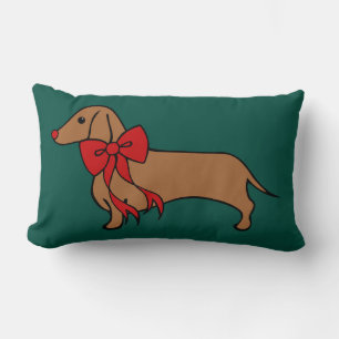 Almohada clásica de cachorro dachshund de Navidad