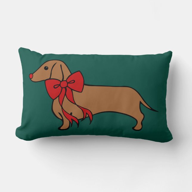 Almohada clásica de cachorro dachshund de Navidad (Anverso)