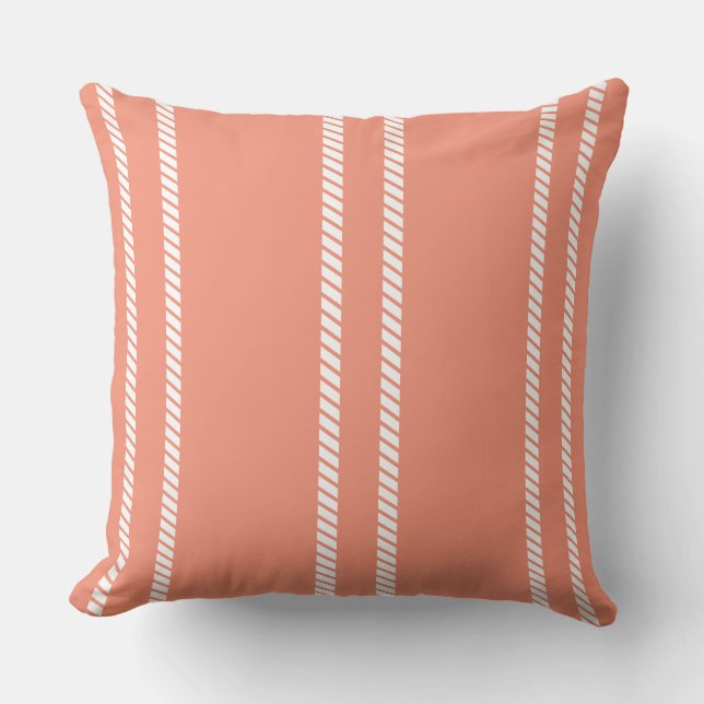 Almohada clásica de coral con rayas (Anverso)