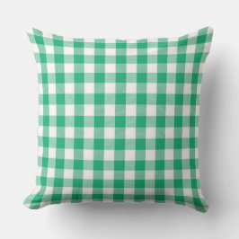 Almohada clásica de cuadros de jade verde Gigham