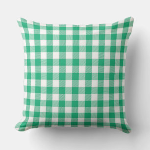 Almohada clásica de cuadros de jade verde Gigham