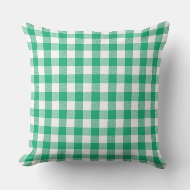 Almohada clásica de cuadros de jade verde Gigham (Anverso)