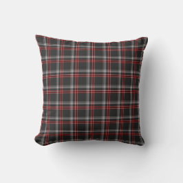 Almohada clásica de cuadros negra borgoña y blanca