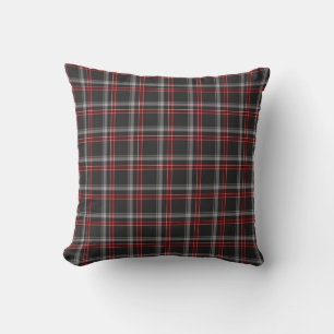 Almohada clásica de cuadros negra borgoña y blanca