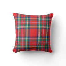 Almohada clásica de cuadros rojos, azules y verdes