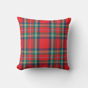 Almohada clásica de cuadros rojos, azules y verdes