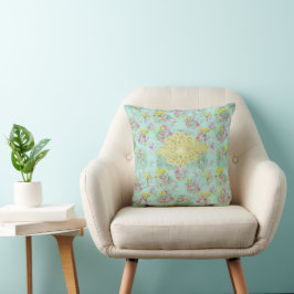 Almohada clásica de flores de prado retro