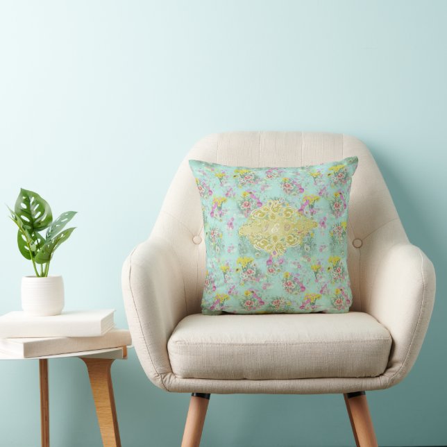 Almohada clásica de flores de prado retro (Silla)