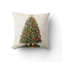 Almohada clásica de Navidad con árbol de Navidad