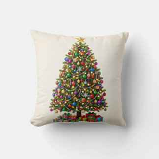 Almohada clásica de Navidad con árbol de Navidad