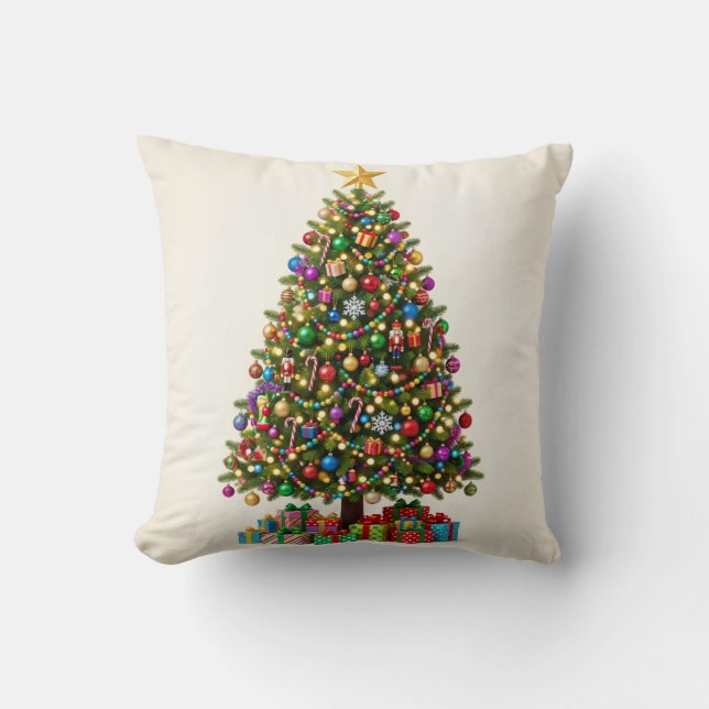 Almohada clásica de Navidad con árbol de Navidad (Anverso)
