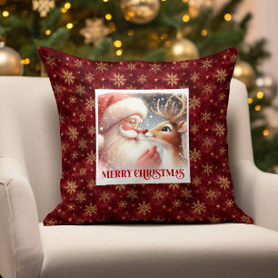 Almohada Clásica de Navidad Santa Rudolph Alegre F