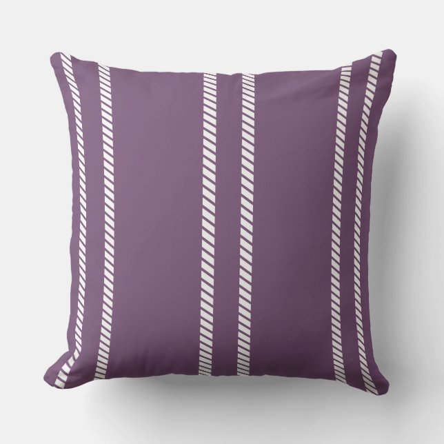 Almohada clásica de plumaje púrpura con rayas (Anverso)