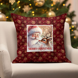 Almohada Clásica de Santa Rudolph Feliz Navidad Ca
