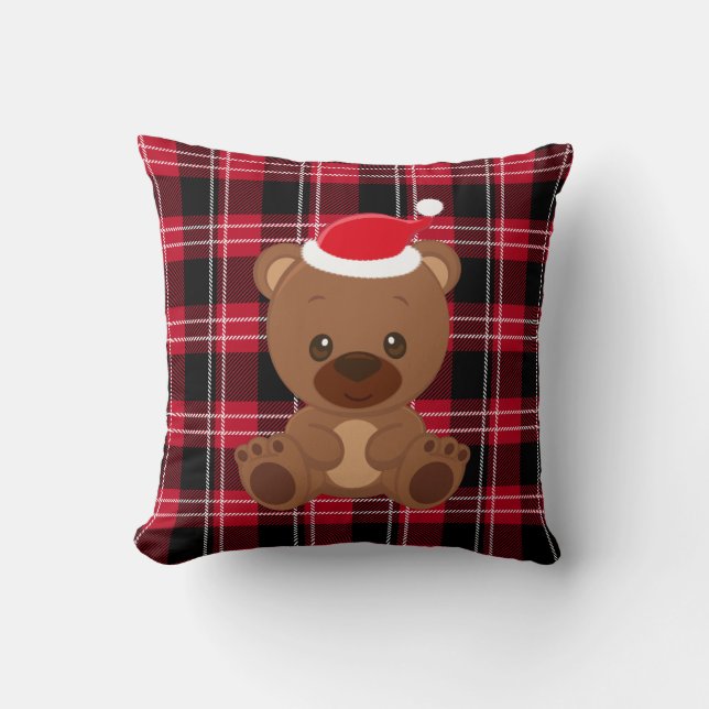 Almohada clásica de Teddy Bear rojo Plage Country (Anverso)
