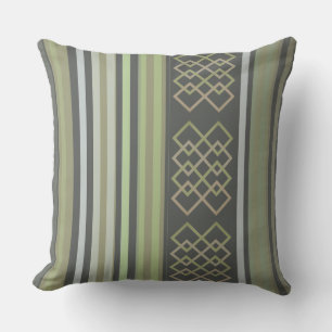 Almohada clásica gris verde con raya y diseño