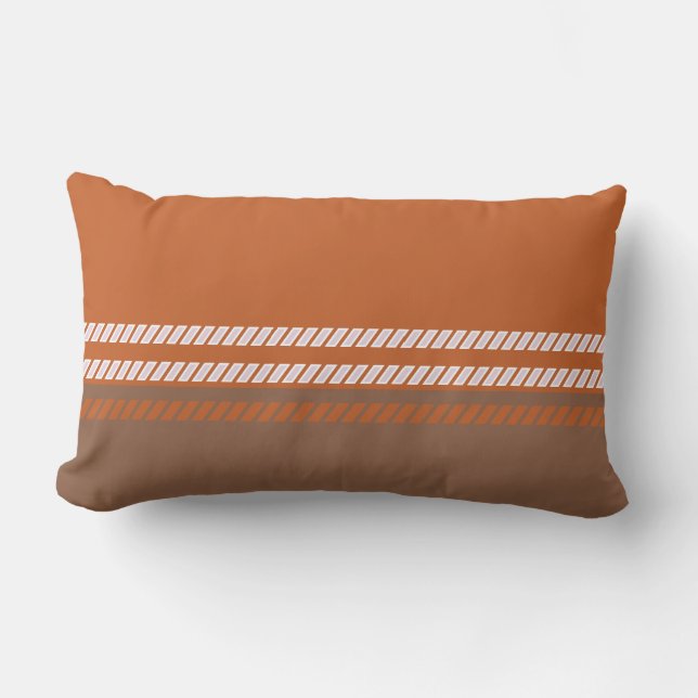 Almohada clásica marrón y naranja con rayas (Anverso)