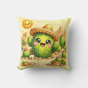 Almohada Cojín Cactus Feliz Kawaii