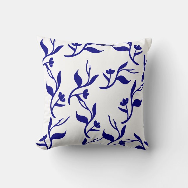 Almohada Cojín Con Patrón De Hojas Azules (Anverso)