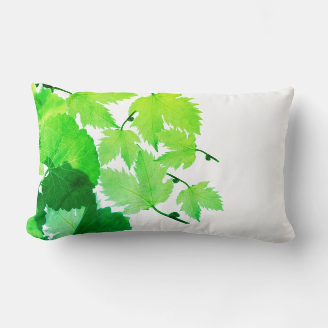 Almohada Cojín Con Patrón De Hojas De Vid Verde Fu (Anverso)