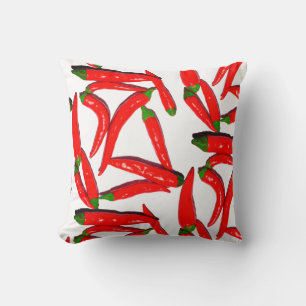 Almohada Cojín con Patrón de Pimientos Verdes Rojo