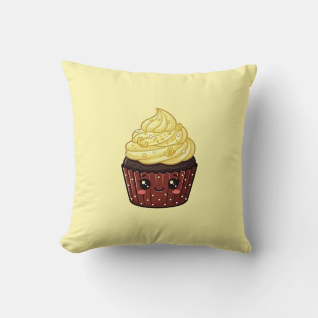 Almohada Cojín Cupcake Glaseado Remolino de Limón  (Anverso)