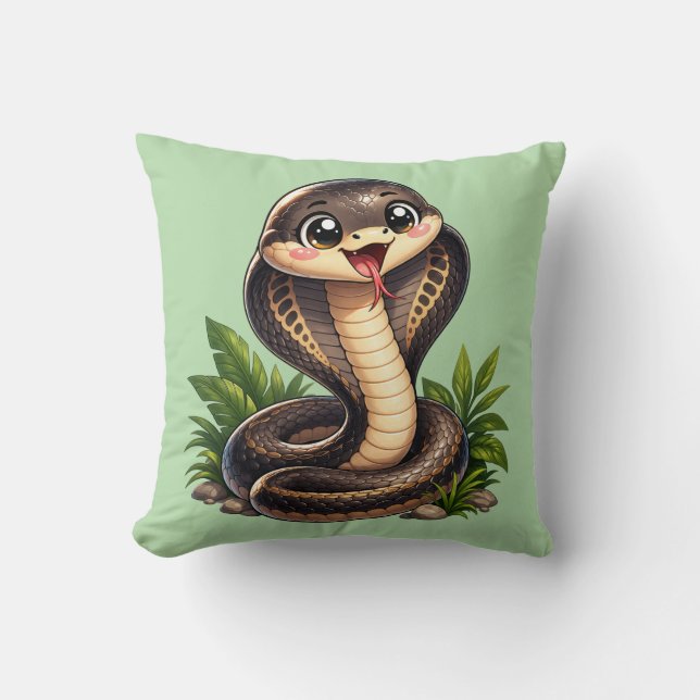 Almohada Cojín Cute Cobra Serpiente Kawaii (Anverso)