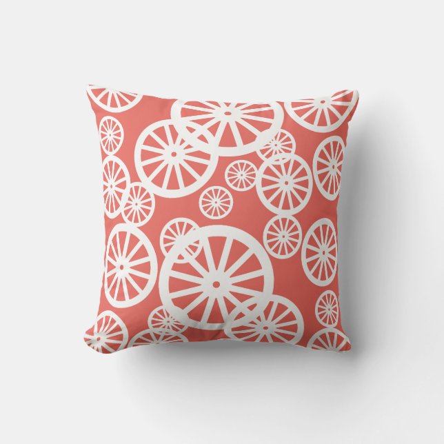 Almohada Cojín De Círculos De Ruedas De Color Blan (Anverso)