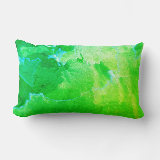 Almohada Cojín de Hojas de Parra Verdes Estilizada (Anverso)