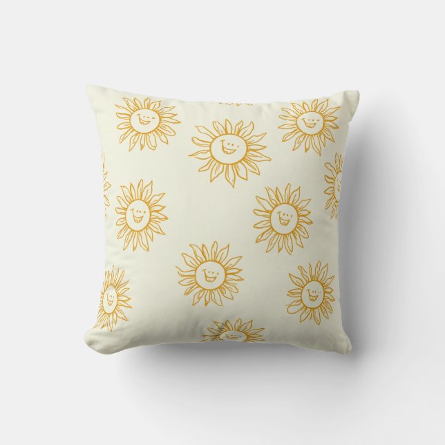 almohada cojín de pintura de girasol (Anverso)