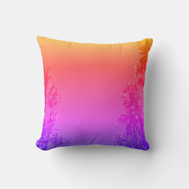 Almohada Cojín de Vibraciones Tropicales Palmeras (Anverso)