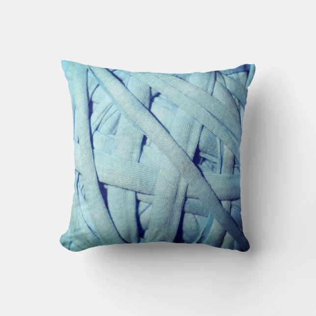 Almohada Cojín Detalles de Hilo Azul Líneas Textur (Anverso)