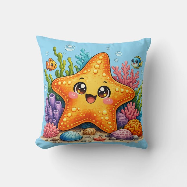 Almohada Cojín Estrella de Mar Kawaii Adorable (Anverso)