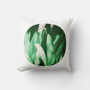 Almohada Cojín Hojas de Clivia Verde Pálido Bush L