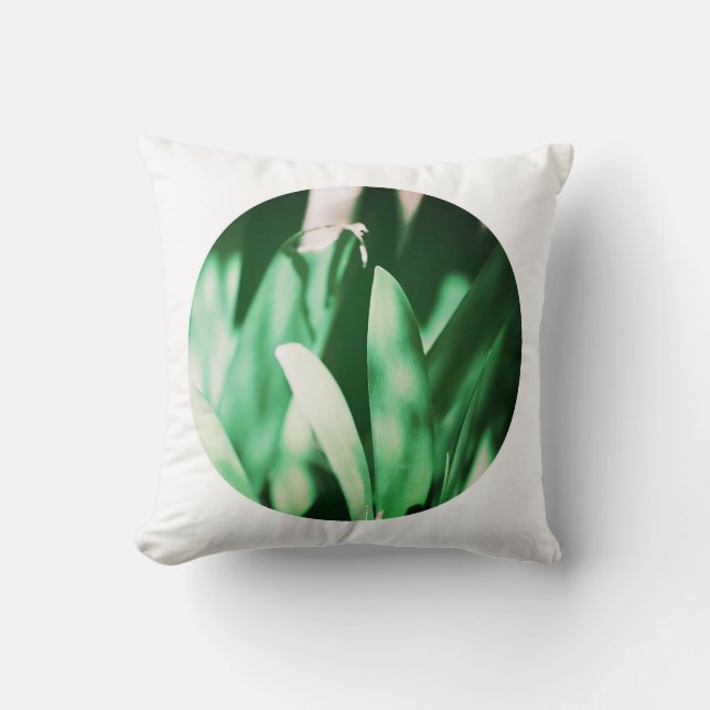 Almohada Cojín Hojas de Clivia Verde Pálido Bush L (Anverso)