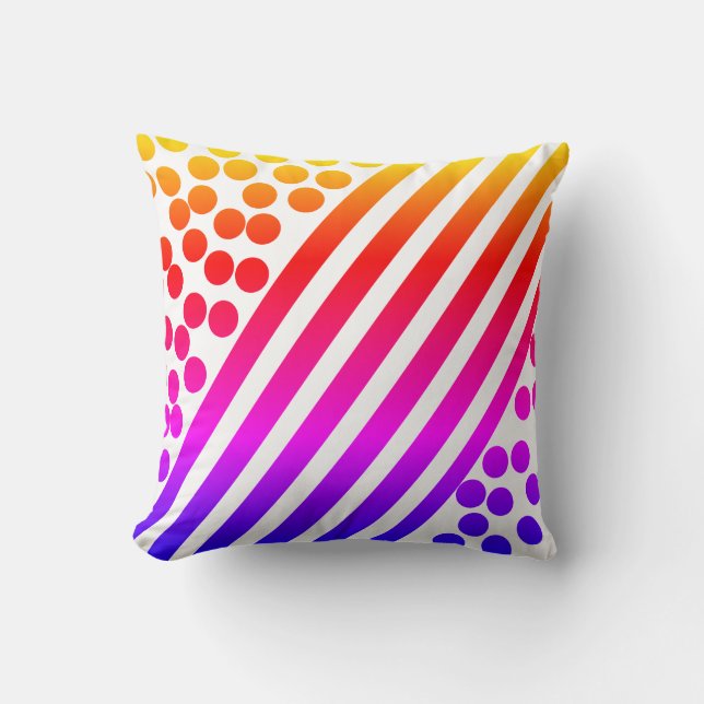 Almohada Cojín Patrón Líneas Bolas Arte Abstracto (Anverso)