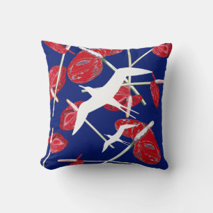 Almohada Cojín Patrón Pájaros Volando Flores