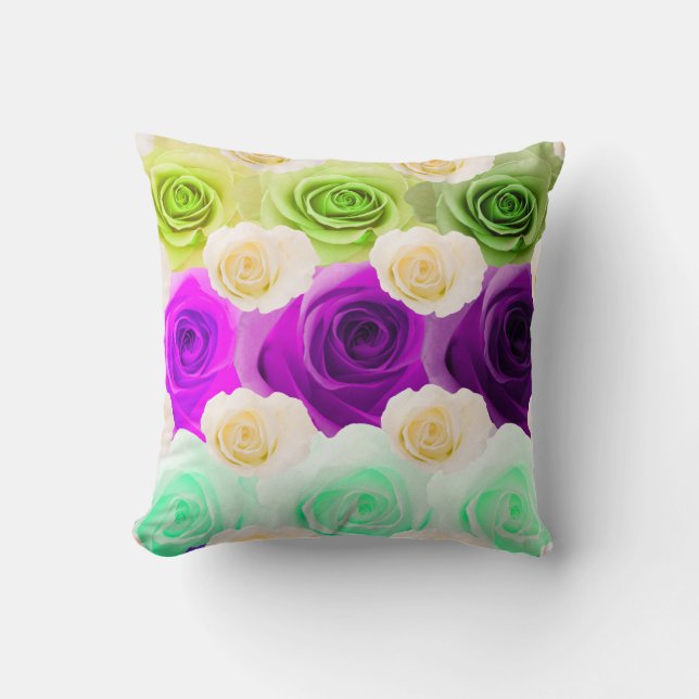 almohada color de rosa multicolora 3D (Anverso)