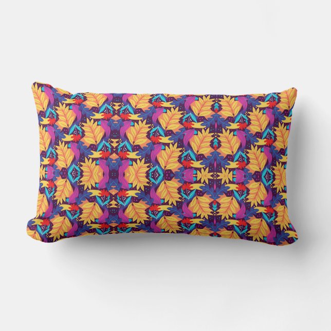 Almohada colorida con un patrón caleidoscópico (Anverso)